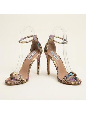 Steve Madden Soph Rainbow Snake Heels Pumps Open Toe Stiletto Ultra High Sz 6.5
